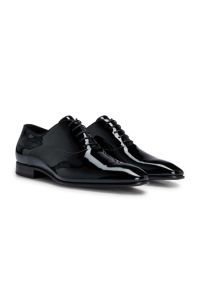 Scarpe Oxford in pelle verniciata con forma appuntita, Nero