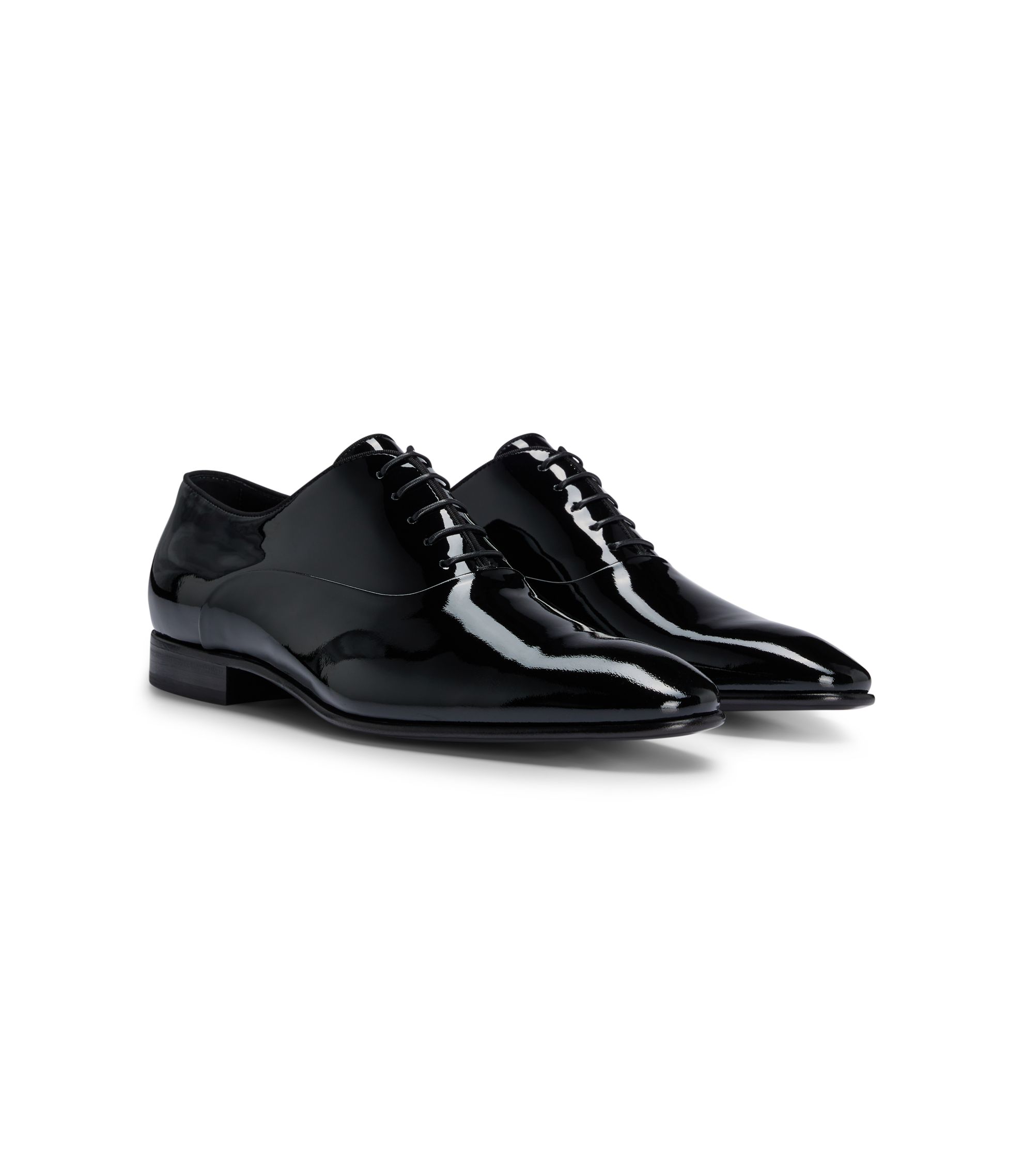 BOSS - Patent leather Oxford shoes with a pointed shape - Black