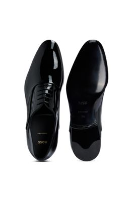 Patent leather Oxford shoes with a pointed shape, Black