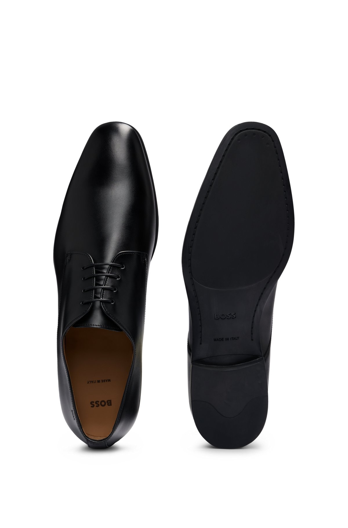 Leather Derby shoes with rubber sole, Black