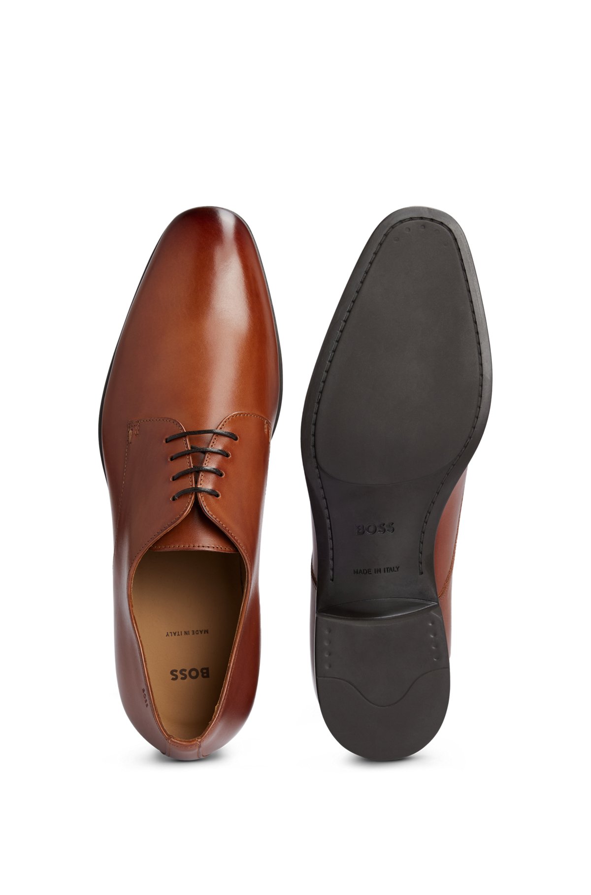 Leather Derby shoes with rubber sole, Brown