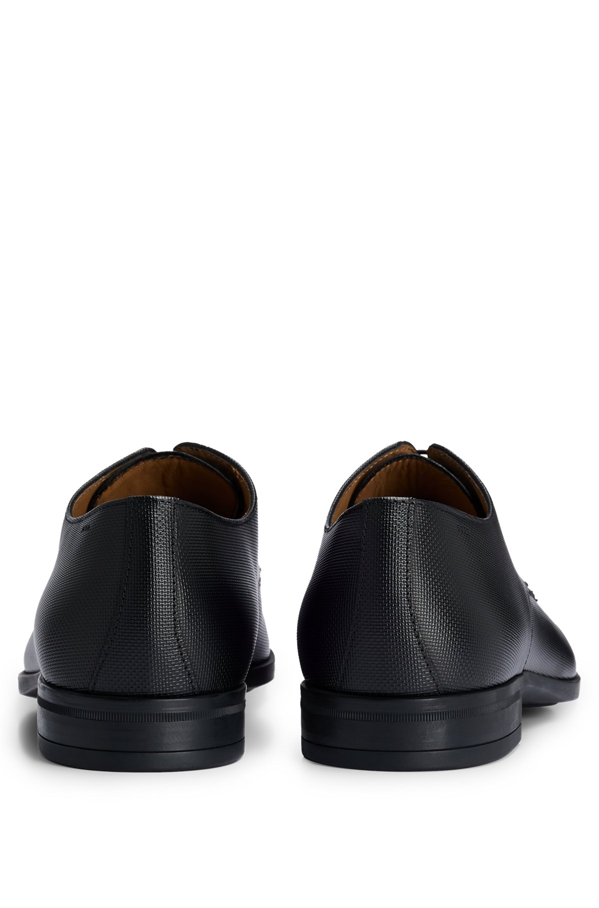 Derby shoes in structured leather with padded insole, Black