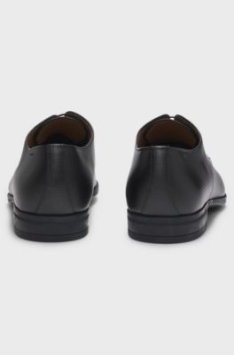 Derby shoes in structured leather with padded insole, Black