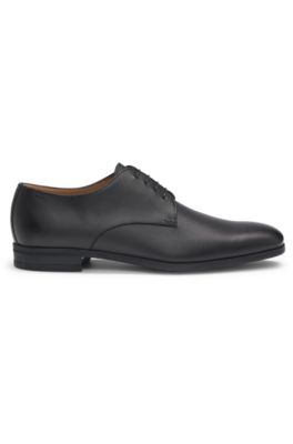 Derby shoes in structured leather with padded insole, Black