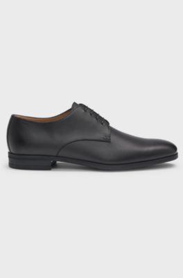 Derby shoes in structured leather with padded insole, Black