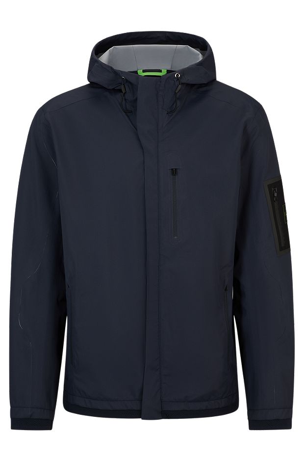 Водоотталкивающая куртка с капюшоном с тиснеными деталями, Темно-синий