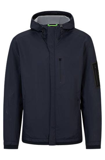 Water-repellent hooded jacket with debossed details, Hugo boss