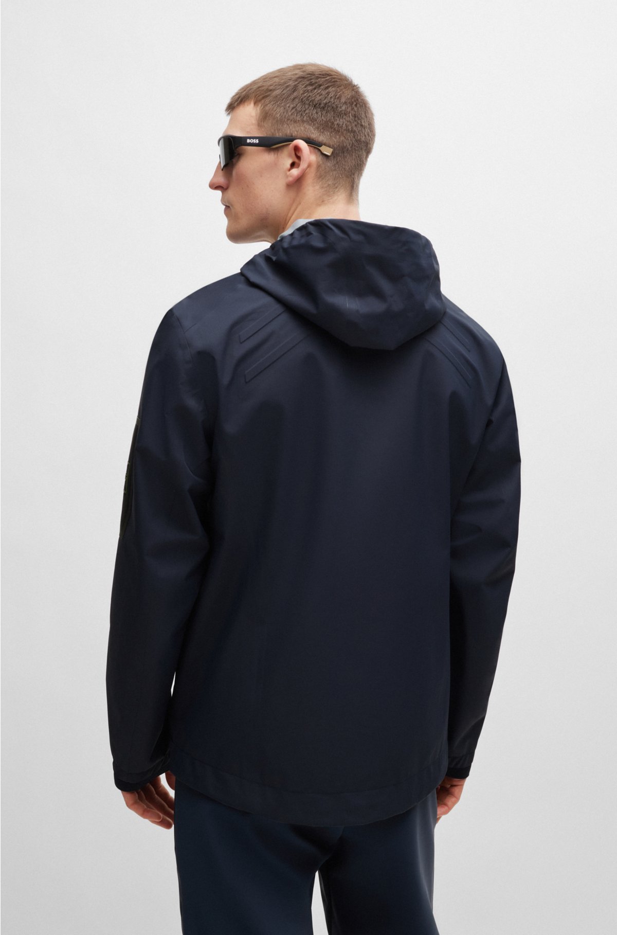 BOSS - Water-repellent hooded jacket with debossed details