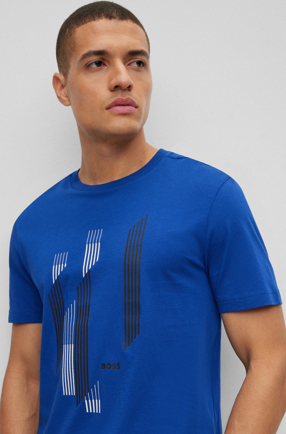 Cotton-jersey T-shirt with seasonal artwork, Blue