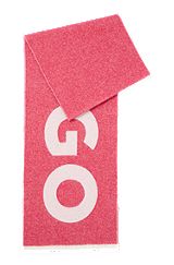 Contrast logo scarf in a wool blend, Pink