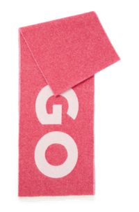 Contrast logo scarf in a wool blend, Pink