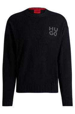Stacked-logo sweater in a melange virgin-wool blend