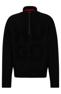 HUGO - ジップネックセーター スタックロゴジャカード