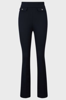 Slim-fit high-waisted trousers with flared leg, Dark Blue