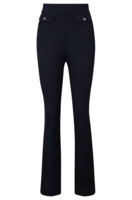 Hugo Boss Slim-fit High-waisted Trousers With Flared Leg In Black