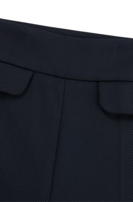 Slim-fit high-waisted trousers with flared leg, Dark Blue