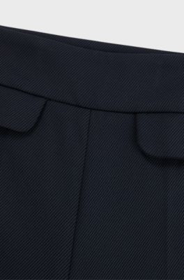 Slim-fit high-waisted trousers with flared leg, Dark Blue