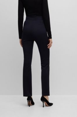 Slim-fit high-waisted trousers with flared leg, Dark Blue