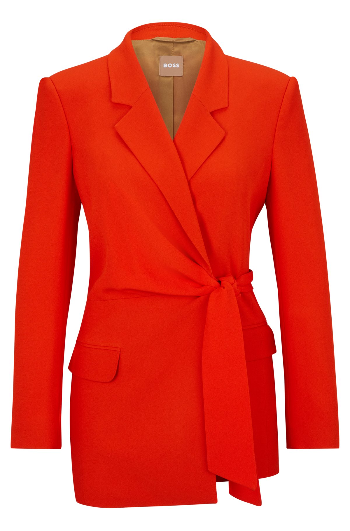 Regular-fit long-length jacket with belted waist , Dark Orange