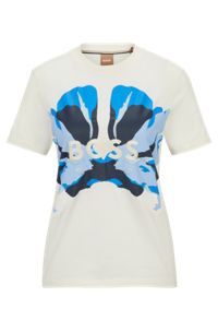 Organic-cotton slim-fit T-shirt with seasonal artwork, White