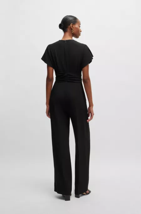 V-neck jumpsuit with wrap front