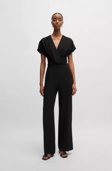 V-neck jumpsuit with wrap front