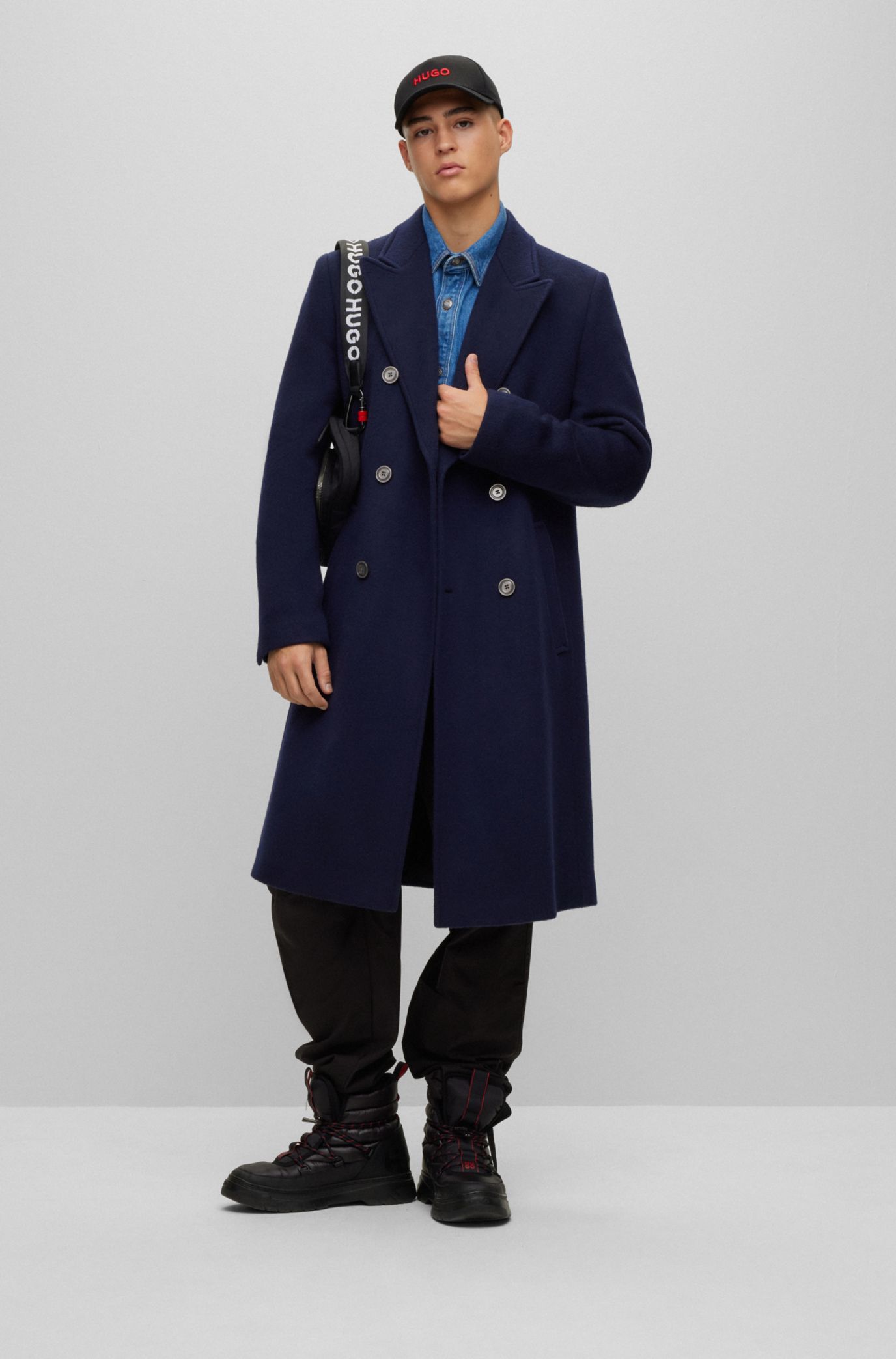 Hugo boss navy coat new arrivals