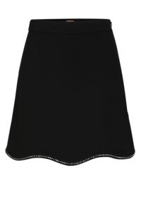 Mercerised A-line skirt with crystal-embellished hem, Black