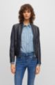 Nappa-leather jacket with two-way zip, Dark Blue