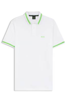 Hugo Boss Cotton-piqué Polo Shirt With Contrast Details In White