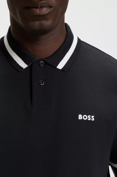 Polo en piqué de coton à détails contrastants