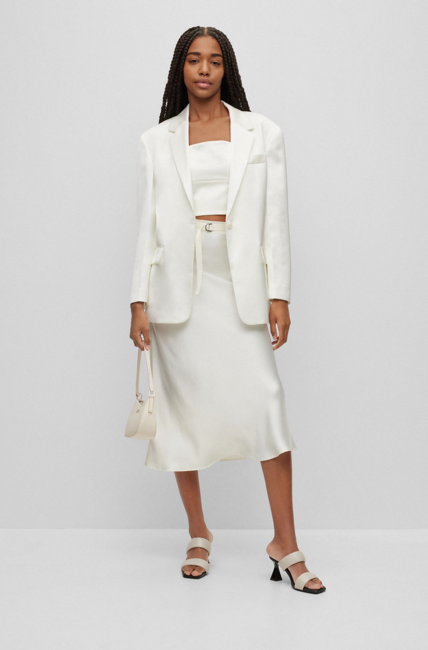 White blazer store and skirt set