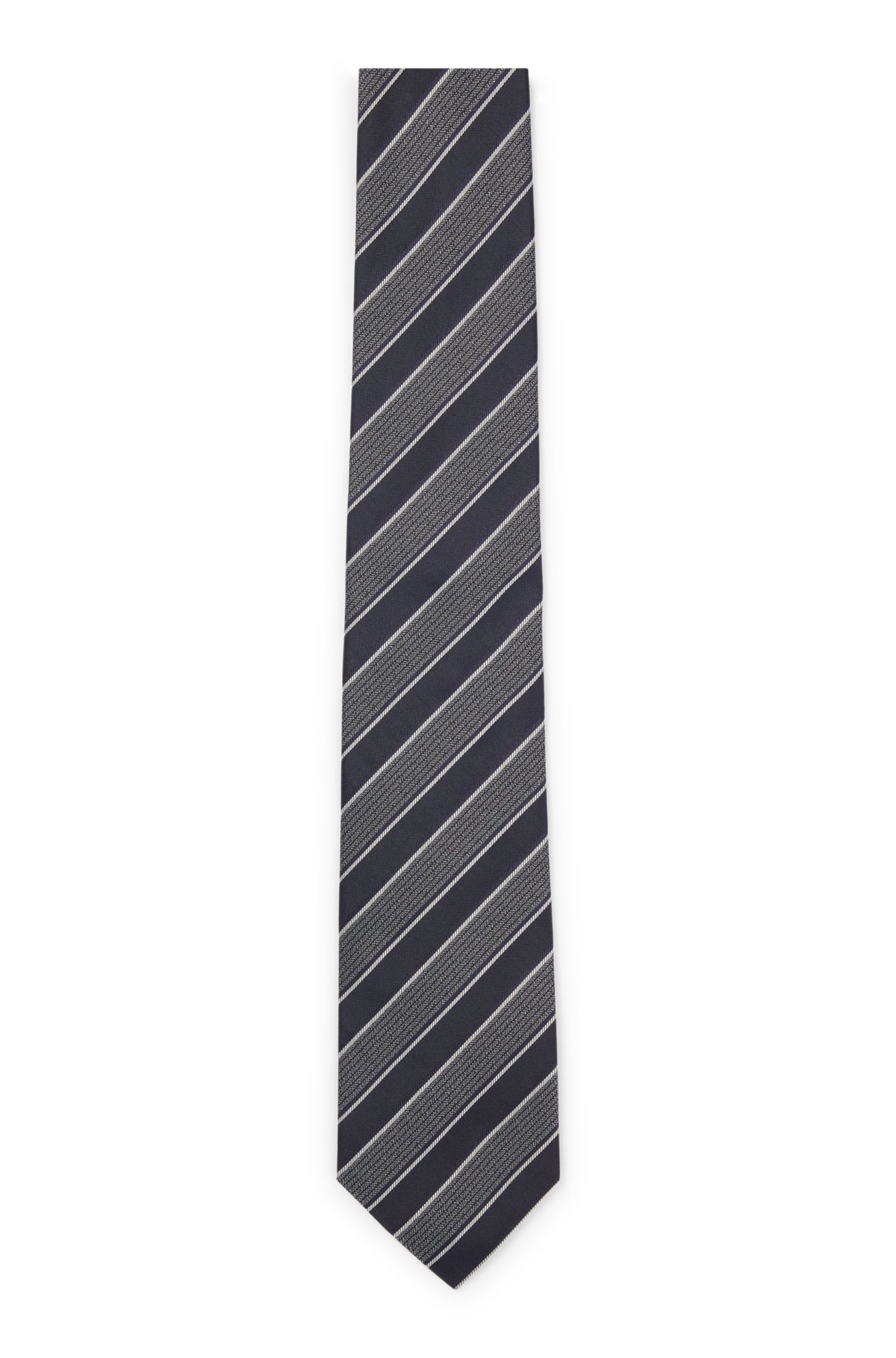 Boss By Hugo Boss Black & Grey Vertical Stripe Silk Tie Boss By