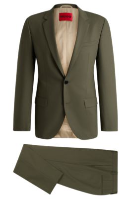 HUGO Mens Navy Flat Front Lined Extra Slim Fit Suit Separate main image 1