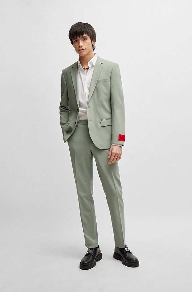 Slim-Fit Anzug aus funktionalem Stretch-Gewebe, Hellgrün