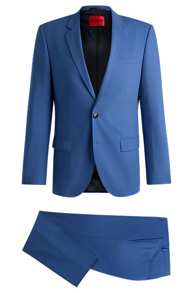 Slim-fit suit in performance-stretch fabric, Blue