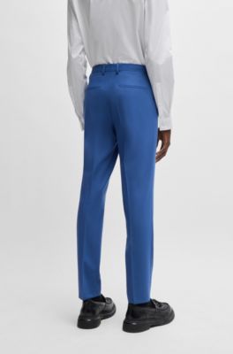 HUGO BOSS Mens Blue Flat Front, Slim Fit Suit Separate