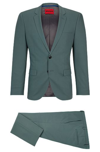 Extra Slim-Fit Anzug aus Performance-Stretch-Gewebe, Dunkelgrün