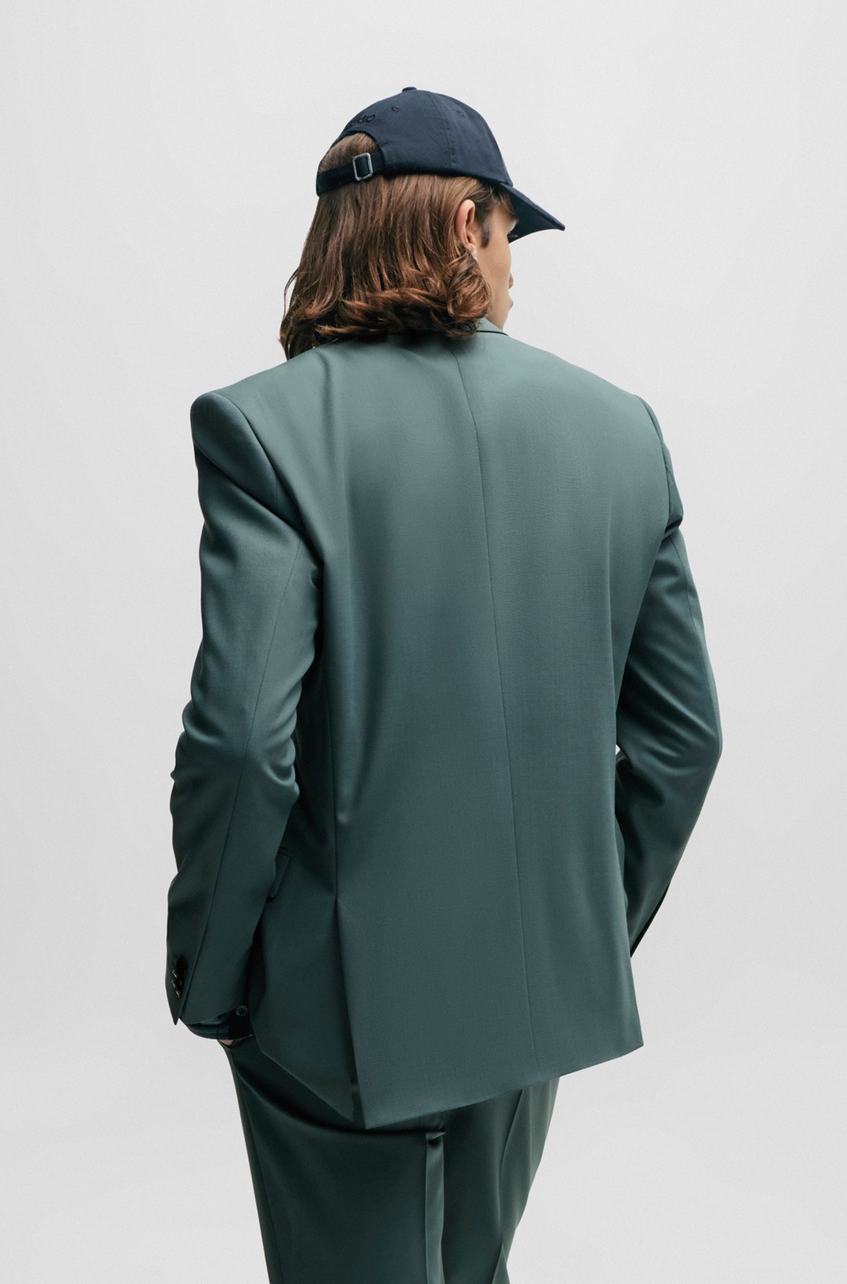 Extra-slim-fit suit in performance-stretch fabric, Dark Green