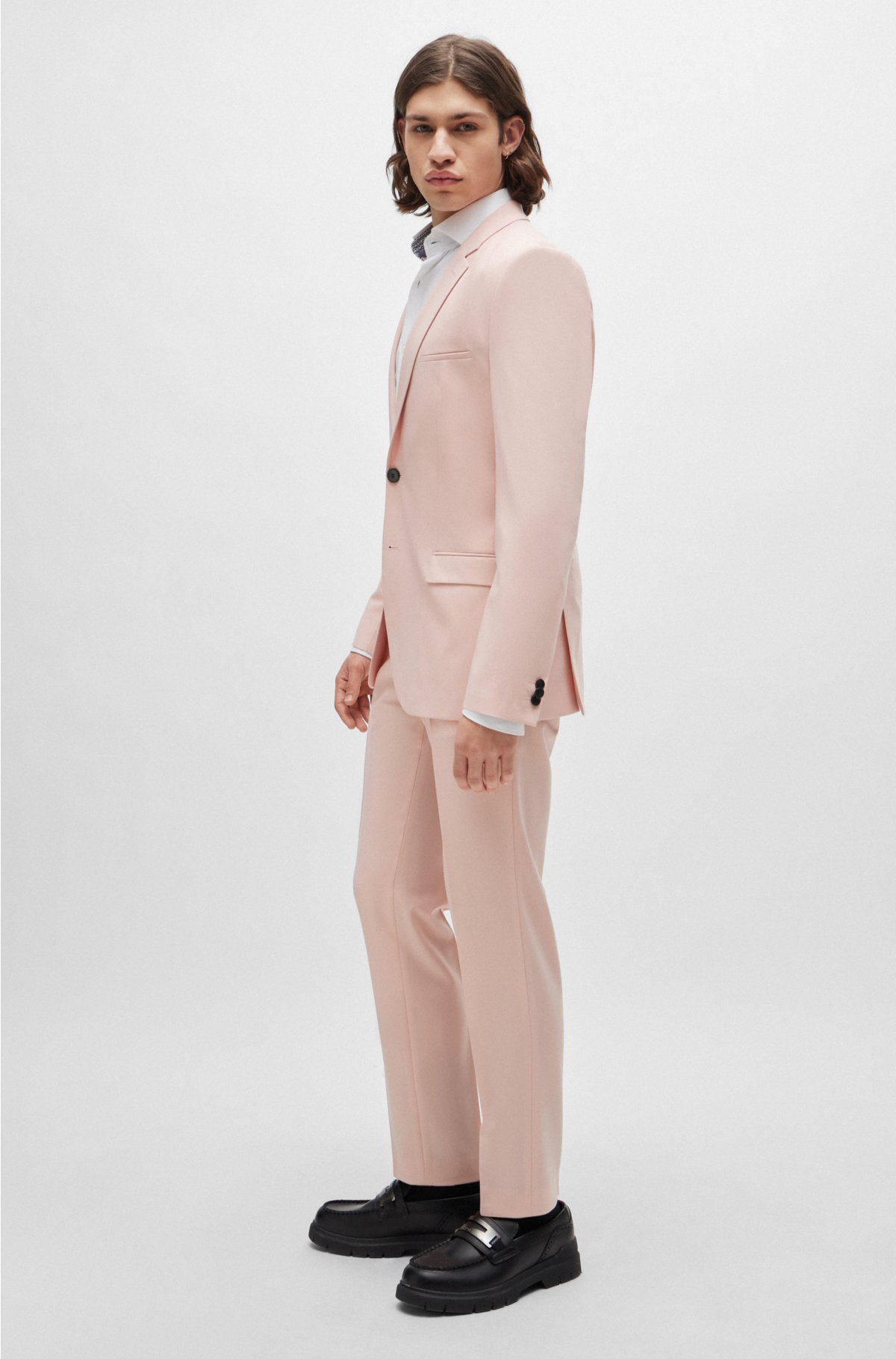 Extra-slim-fit suit in performance-stretch fabric, light pink