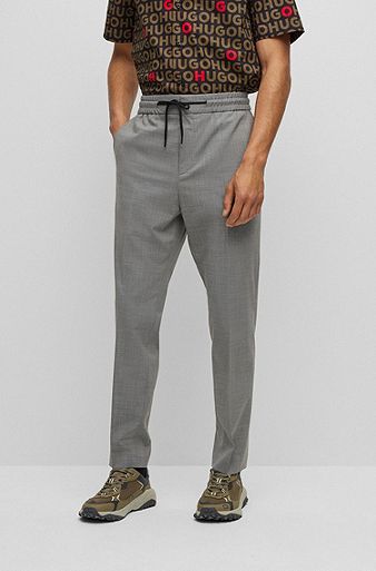 Drawstring trousers in performance-stretch fabric, Dark Grey