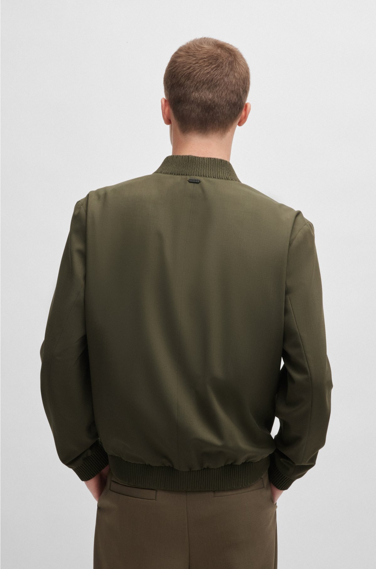 Slim-fit jacket in performance-stretch cloth, Khaki