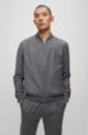 Slim-fit jacket in melange stretch-wool flannel, Dark Grey