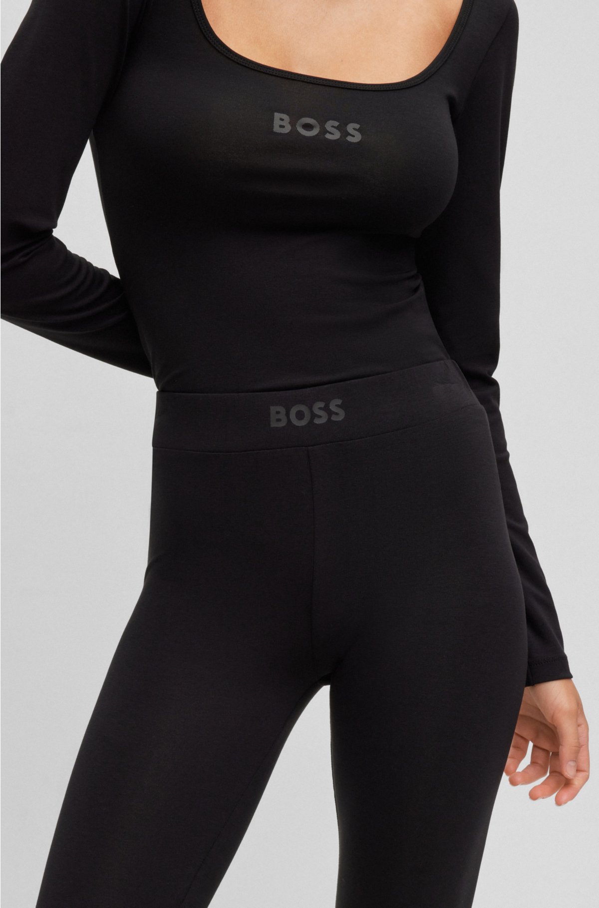 Slim-fit waistband pyjama with leggings BOSS - logo