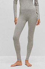 Slim-fit pyjama leggings with logo waistband, Light Grey