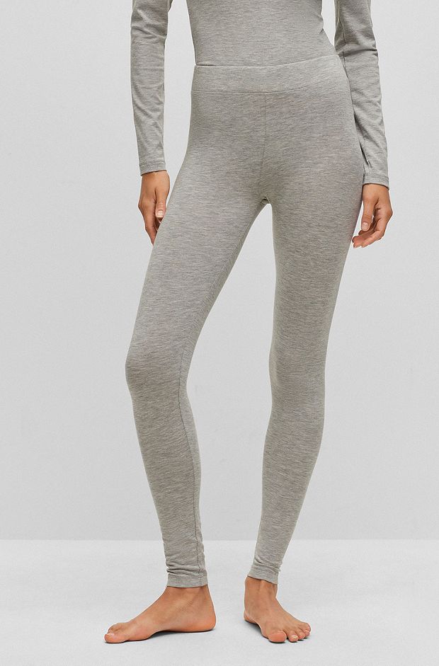 Slim-fit pyjama leggings with logo waistband, Light Grey