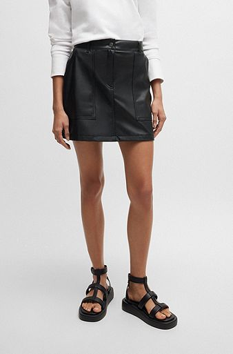 Slim-fit skirt with patch pockets, Black