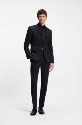 Slim-fit shirt in easy-iron cotton poplin, Black