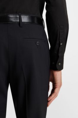 Slim-fit shirt in easy-iron cotton poplin, Black