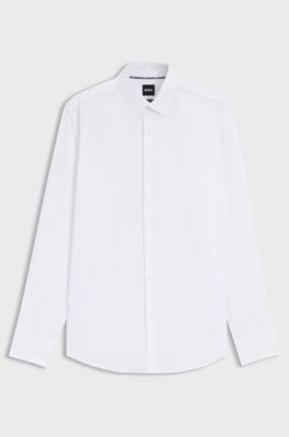 Slim-fit shirt in easy-iron cotton poplin, White